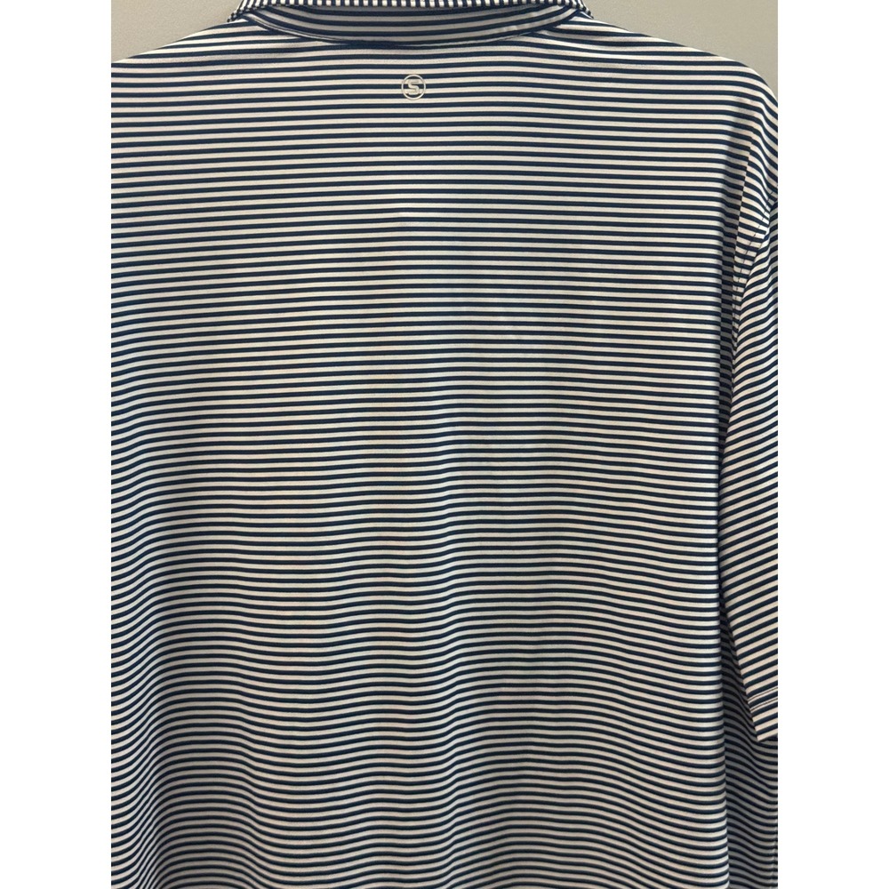 Stitch Golf Polo Shirt Mens XL Navy Blue White Striped Performance Casual - Picture 8 of 16